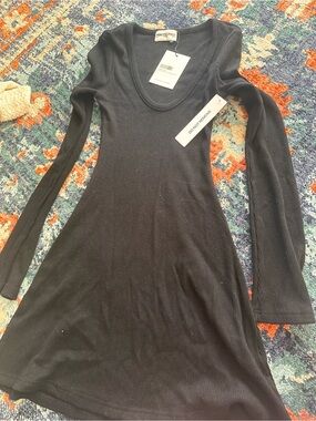 Princess Polly Black Ribbed Scoop Neck Mini Dress